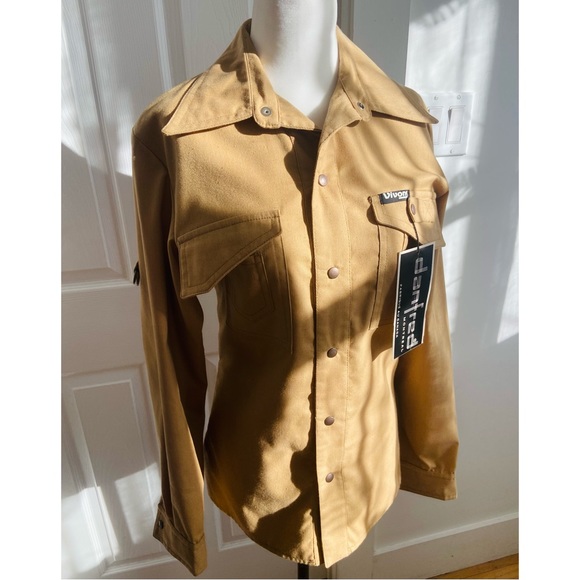 70s NWT DEADSTOCK Vivons Beige Front Snap Cargo Shirt Jacket - Picture 2 of 7